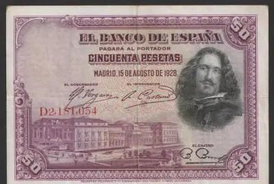 Hiszpania 50 peset 1928 - Diego Velasquez - D2 — praca Kuliaqan2, Łódź