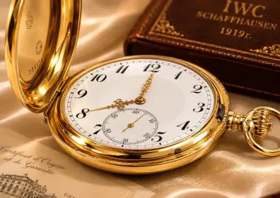 IWC Schaffhausen 1919r. Złoto 18K/750 105g zegarek kolekcjonerski kieszonkowy — praca Jubiler Szczawno Zdrój, Szczawno-Zdrój