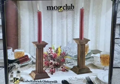 Meubelfabriek Oisterwijk swieczniki dębowe Vintage lata 50-60 XX wieku — praca Ania, Długopole Dolne