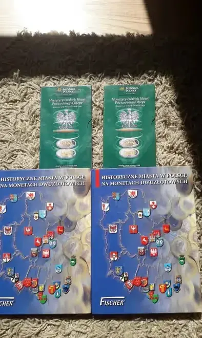 Monety Historyczne Miasta Polski i miniaturki monet mennicze stany — praca Ryszard, Jarosław
