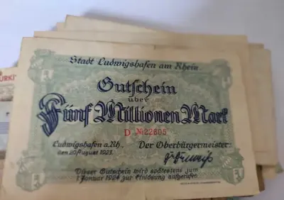 Niemcy 5 Milionów Marek Gutschein Ludwigshafen 1923 — praca Blanka, Wrocław