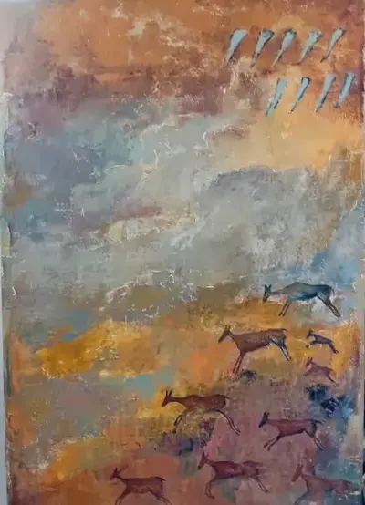 Obraz namalowany w technice dawnych malatur- 120x80 cm — praca Barbara, Konin