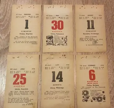 Oryginalna kartka z kalendarza 1976 r. Prezent 50-te URODZINY Rocznica — praca Zbigniew, Kolonia Brużyca