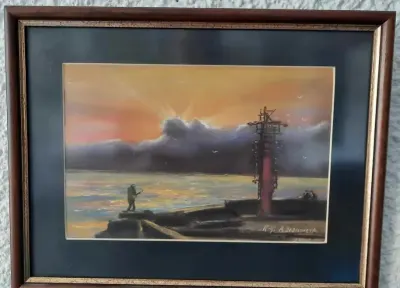 Pejzaż Nadmorski Abstrakcja Pastel Sygnowana — praca galeriaszafa, Bydgoszcz