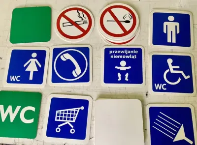Piktogramy oznaczenia pomieszczeń — praca JWP, Łódź