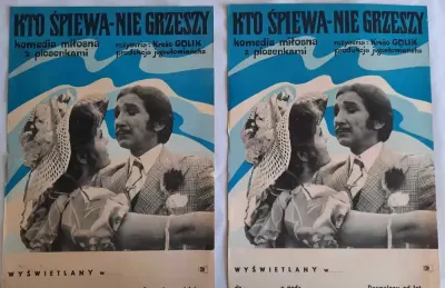 Plakat Filmowy Kto Śpiewa Nie Grzeszy ok. 1970 r. Oryginał Vintage PRL — praca galeriaszafa, Bydgoszcz