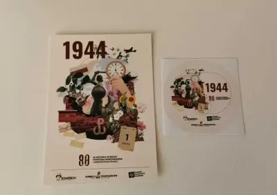 Pocztówka i naklejka 80. rocznica powstania warszawskiego — praca Ewa, Toruń
