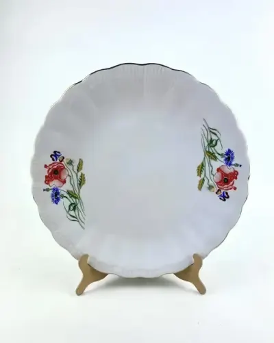Porcelanowy duży talerz do serwowania maki kwiaty polne Wałbrzych — praca Retrospekcja, Prusy