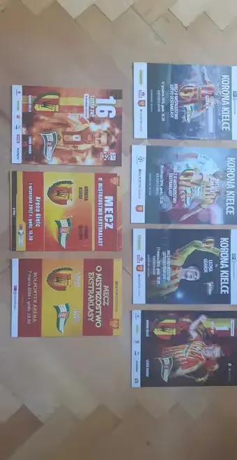 programy meczowe Korona Kielce -Lechia Gdańsk zestaw 7 sztuk — praca artur, Kielce