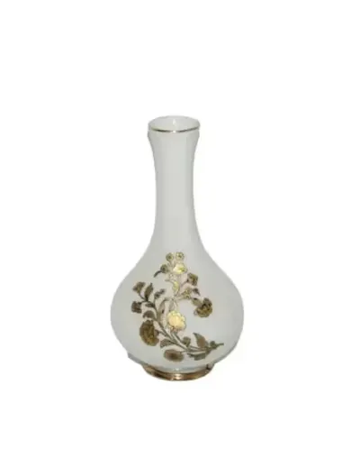 Royal KPM bawarska porcelana  mały wazon złote kwiaty — praca Aleksandra, Poddębice