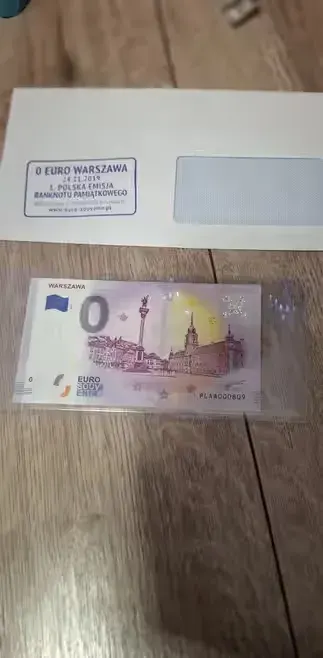 Sprzedam dwa banknoty  0 euro z wizerunkiem warszawy stan UNC  NISKI N — praca Sławek, Knurów