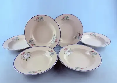 Talerze głębokie 6 szt kwiaty porcelit wzór kwiatowy tułowice 6 szt — praca Retrospekcja, Prusy