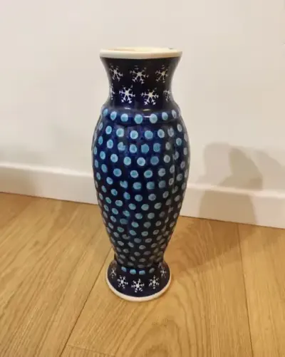 Wazon Ceramiczny na  kwiaty  duży niebieski Ceramika Bolesław vintage — praca Bartek, Oleśnica