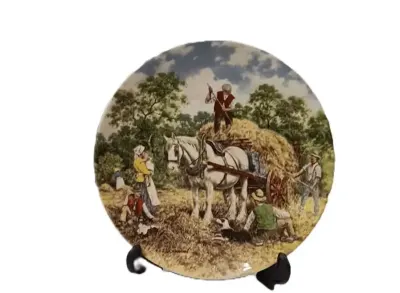 Wedgwood Kolekcjonerski Talerz Angielska Porcelana Wieś Konie — praca Agta, Grudziądz