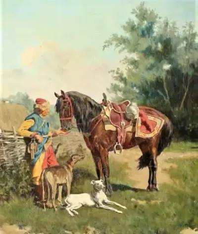 Władysław Karol Szerner (1870 - 1936) obraz "Pandur ze swoim koniem" — praca Galeria Staszica, Poznań