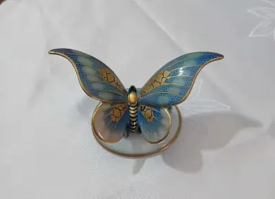Wyjątkowy porcelanowy motyl Rosenthal, antyk - 1936r - ręczne złocenia — praca Marcin, Łódź