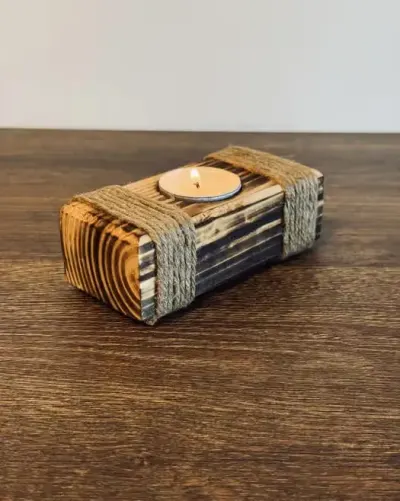 Drewniany świecznik na tealighty 1szt. – rustykalny, boho, handmade — praca KartWood, Piotrków Trybunalski