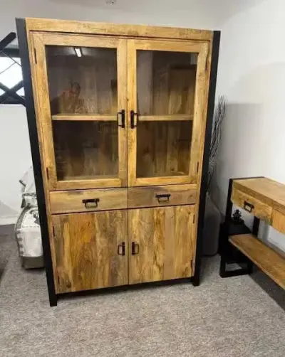 LOFT owa Witryna szafa bufet drzewo mango seria Britt Nowa F-Vat — praca Mango Meble, Szatki