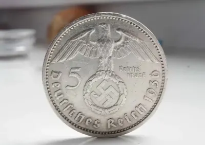 5 marek 1936 Hindenburg (Typ 2 - ze swastyką), SREBRO, Piękny stan! — praca IGOR, Gdańsk