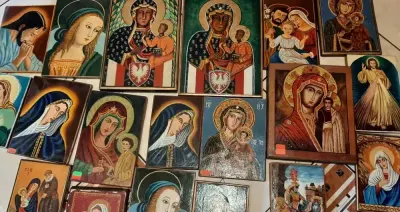 50szt.Ikony olejne na drewnie. — praca marian, Kraków
