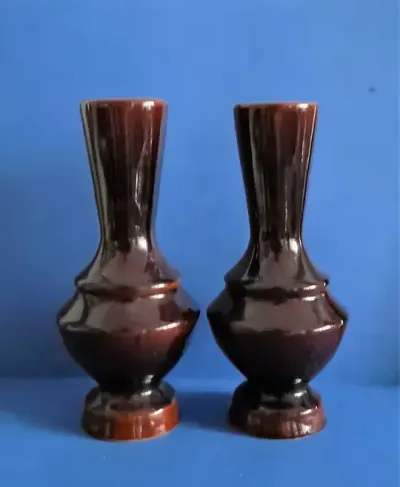 Antyk Retro Art Deco Brązowy Wazon Ceramika Szkliwiona 16,2 cm — praca prywatna, Gdańsk