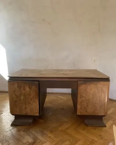 Biurko Art Deco z czeczoty | lata 30. | do renowacji — praca Martyna, Szczecin