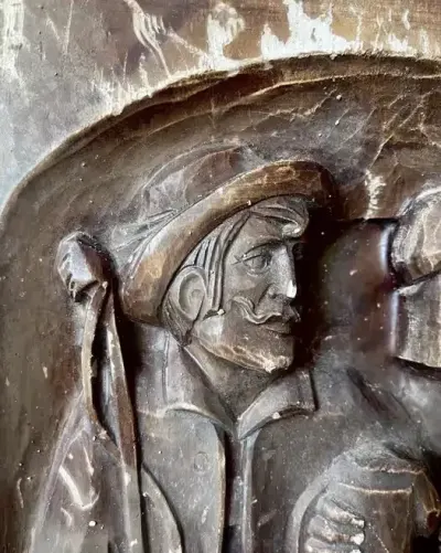 Duża płaskorzeźba - scenka karczmiarska - sygnowana — praca Marta, Poznań