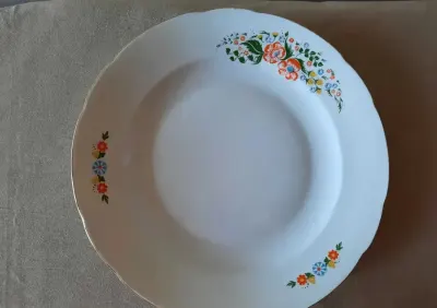 Duży biały porcelanowy półmisek do serwowania Ćmielów, 32 cm — praca Ewa, Warszawa