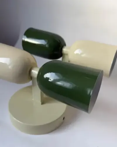 Dwa kinkiety lampy na ścianę butelkowa zieleń beżowa vintage retro — praca Kacper, Gdańsk