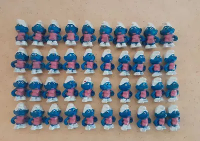 Gumowe figurki prl smerfy 40 sztuk — praca Jarek, Łódź