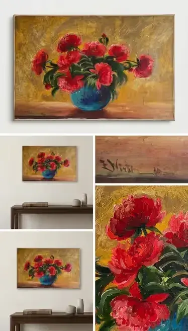 Jan WIRTH (1896-1943) – oryginalny obraz olejny PEONIE | 1933 r. Antyk / Unikat — praca Sebastian, Kraków