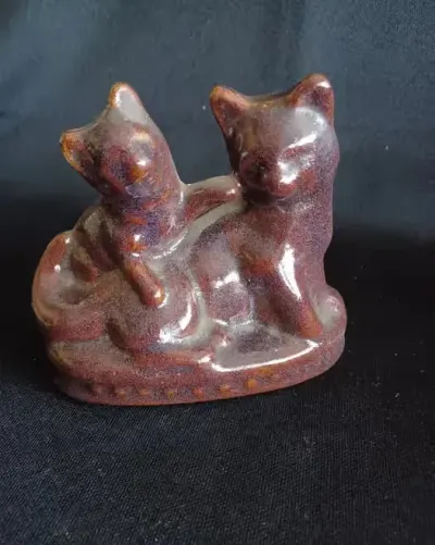 Kotki figurka ceramiczna PRL — praca Agnieszka, Łódź