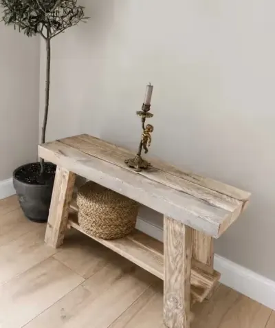 Ławka drewniana 60 cm | ławka do przedpokoju | farmhouse | handmade — praca Aleksandra, Kraków