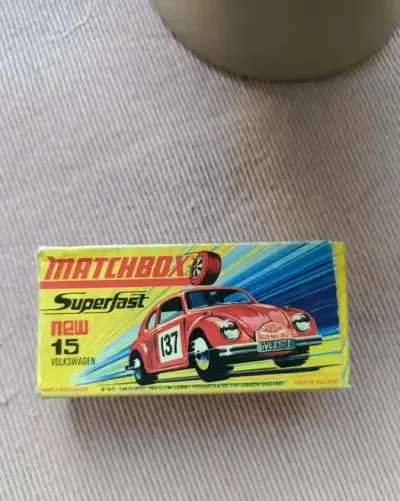 Matchbox Superfast No. 15 Volkswagen 1500 Garbus MINT BOX 1971 + Bonus KARTY STAN GABLOTOWY — praca Justyna, Warszawa