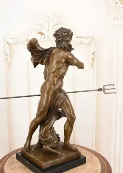 Neptun z Trójzębem - Grecki Bóg - Mitologia - Figura Rzeźba z Brązu — praca AntykiDecco, Kraków