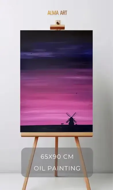 Obraz olejny 65×90 cm – pejzaż – ręcznie malowany — praca Alona, Kraków