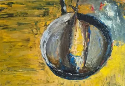 Obraz olejny na płótnie ,,Martwa natura z rybą" 70x50 cm — praca Justyna Liwińska, Kraków