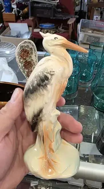 Porcelanowa, ceramiczna figurka bociana - Vintage Prl — praca Maciej Majcher, Wrocław