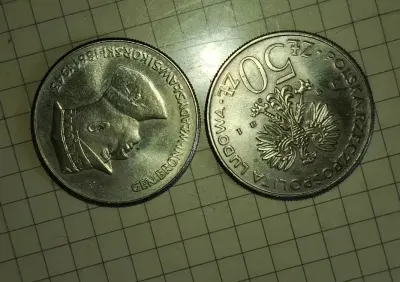 Sikorski 1981 50 zł zestaw moneta gen prl — praca denisbanot3, Gdańsk
