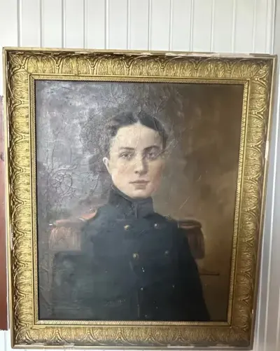 Stary portret oficera - wojskowego, XIX wiek, antyk militaria, obraz olejny — praca Joanna, Warszawa