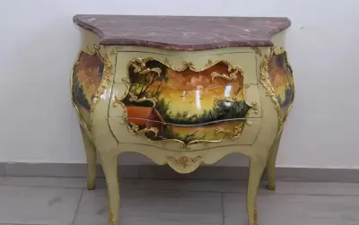 Stylowa Francuska Komoda Szafa Szafka - Marmur Ludwik XVI - 3 Szuflady — praca AntykiDecco, Kraków