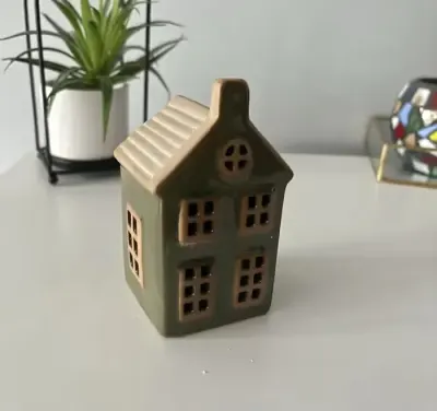 Świecznik ceramiczny domek kamieniczka zieleń NOWY — praca Anna, Kraków