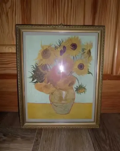Vincent Van Gogh - Słoneczniki - obraz w złotej ramie za szkłem — praca Grzegorz, Poznań