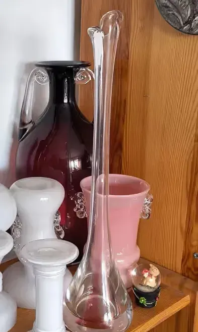 Wazon flet Chribska Czechy piękne stare szkło 45 cm — praca Marzena, Kraków