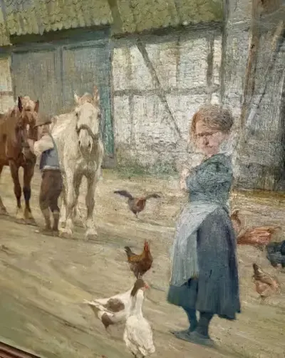 Wybitny Olejny Obraz Muzealny 71x91 Carl Valentin Impresjonizm Realizm Konie  Unikalna Proweniencja NRD Teterow Salonowe Płótno wybitne malarstwo Top — praca ArtCollector, Szczecin