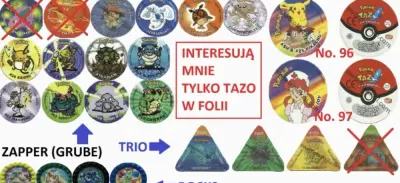 Wymiana/ kupno Pokemon tazo/metal tazo big metal tazo duże giga tazo  w oryginalnej folii kapsle zetony pokemon — praca Arek, Kraków