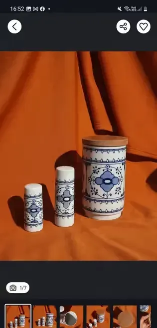Zestaw pojemnik przyprawniki porcelana niebieski — praca Anna, Poznań