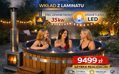 BALIA OGRODOWA PREMIUM 2m Jakuzzi 6-8os, piec zewnetrzny, producent spa led hydromasaż — praca Icebarrel.pl, Gdańsk