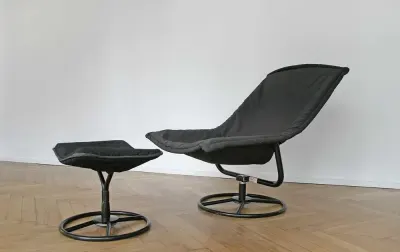 Duński Komplet Vintage Jack Crebolder Kebe Impressa Fotel i Taboret — praca Kamil W., Wrocław
