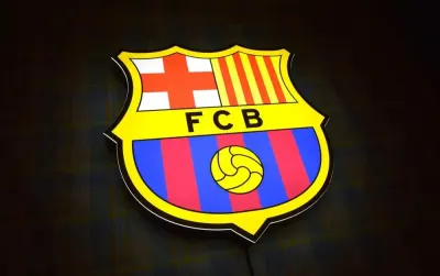 LED Neon FCB, Podświetlane Logo FC BARCELONA, Herb, Baner 3D, Kaseton — praca Hubert M., Wrocław